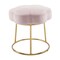 Contemporary Home Living Floral Accent Vanity Stool - 17.75" - Pink and Gold